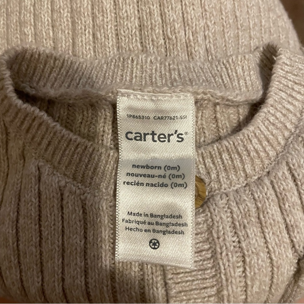 Carter's Neutral Ribbed Knit Baby Sweater - Picture 2 of 4